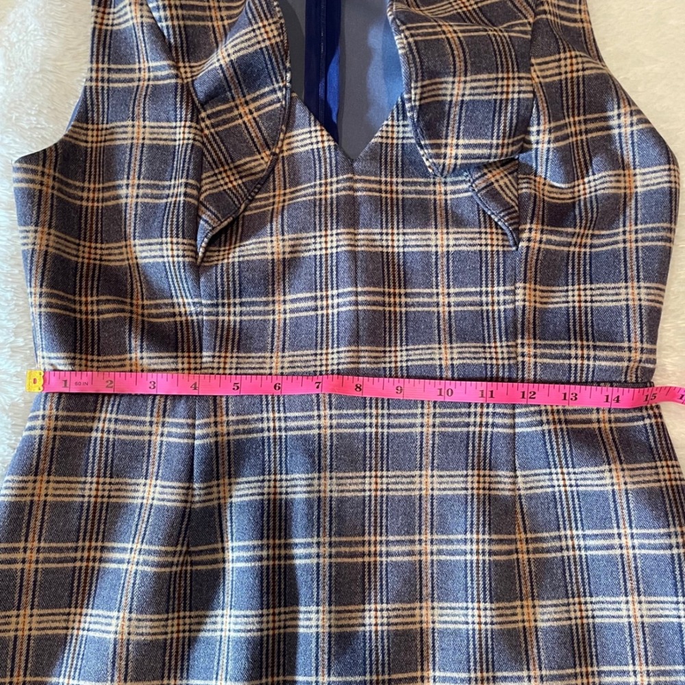 Altar'd State Plaid Ruffle Sleeve V-Neck Fit & Flare Mini Dress M Dark Academia - Picture 8 of 9